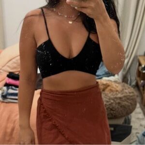 Black crop top sports bra bralette  XS